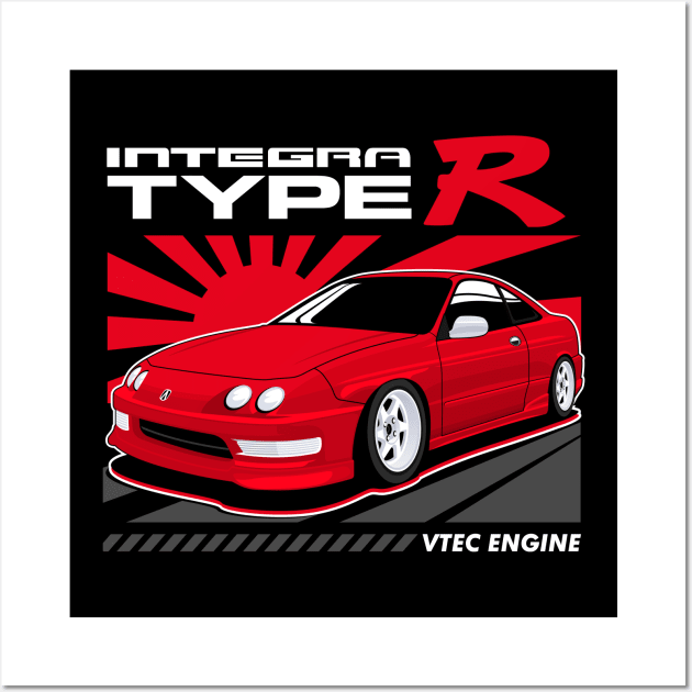 Acura Integra JDM Cars Red Candy Wall Art by masjestudio